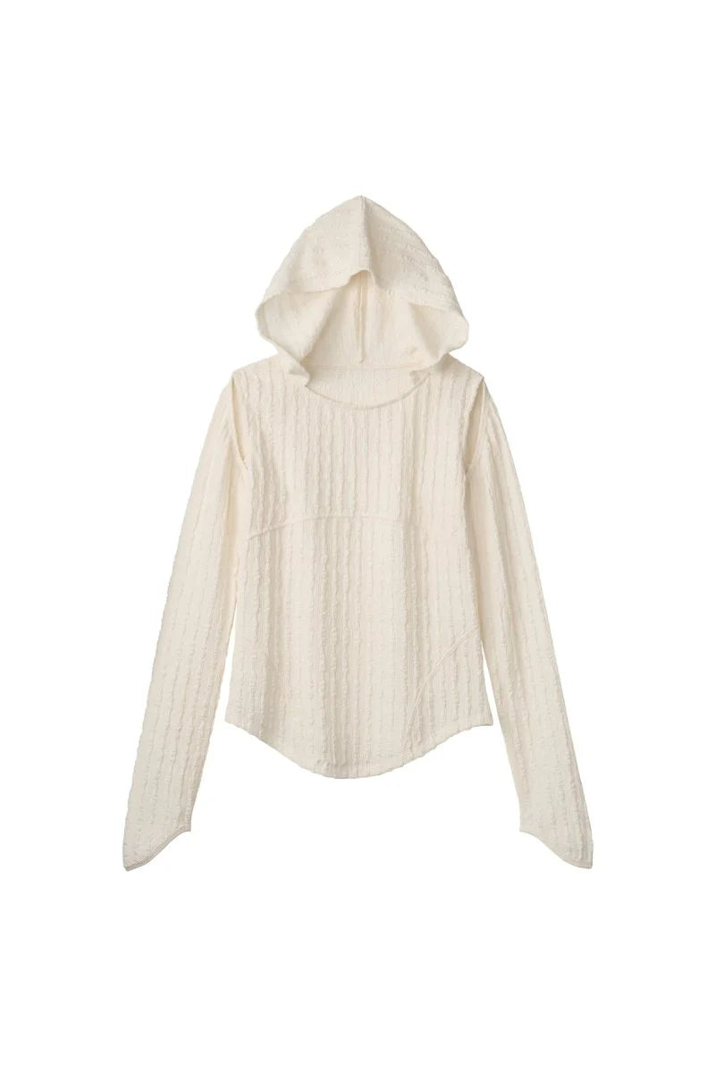 hooded jacquard top