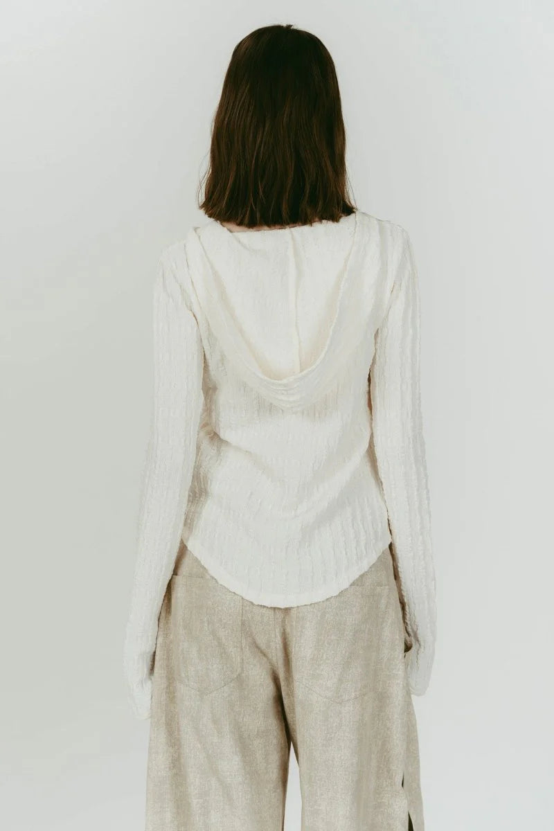 hooded jacquard top