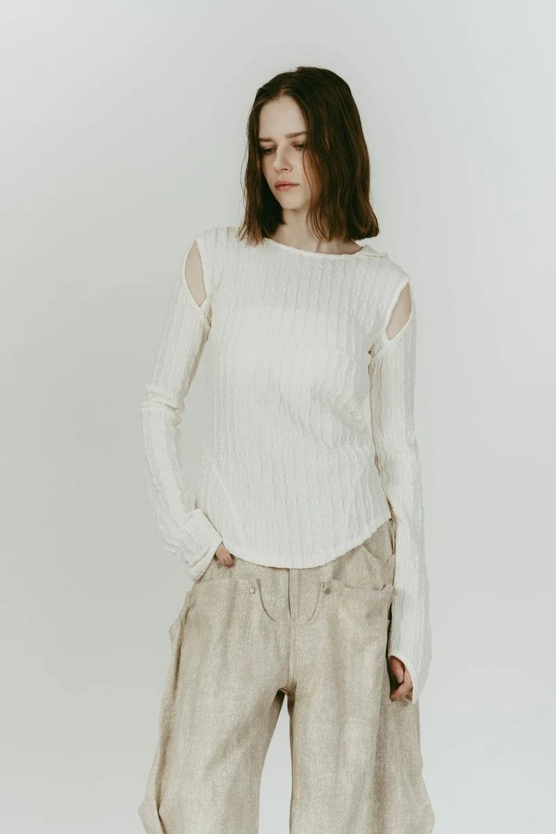 hooded jacquard top