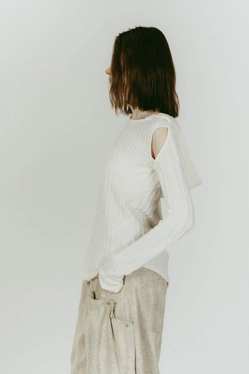 hooded jacquard top