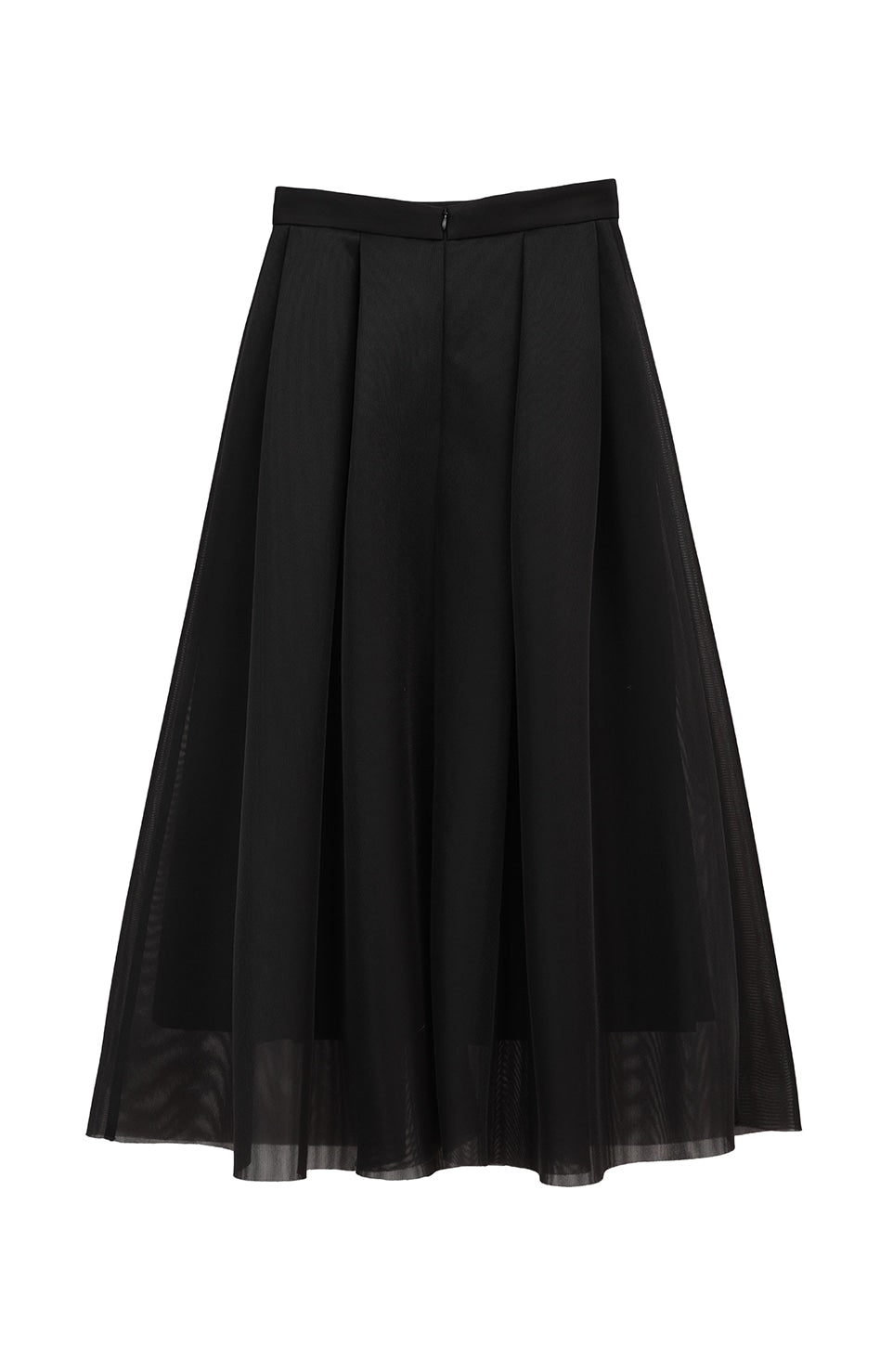 sheer russell volume flare skirt