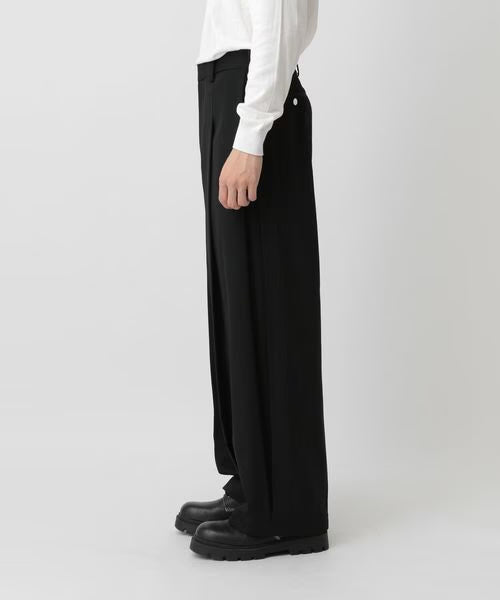 wool wide pleated pants