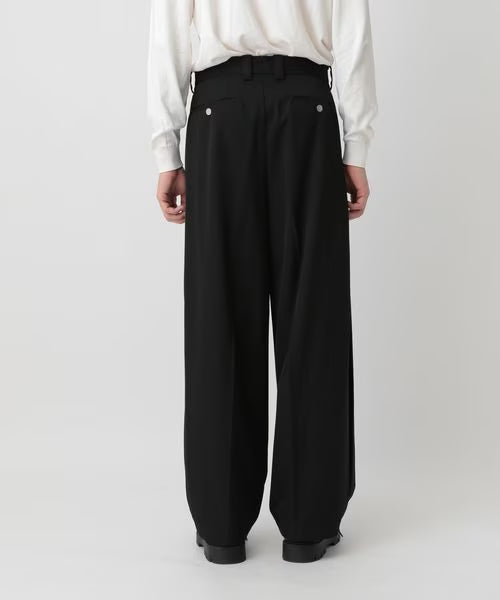 wool wide pleated pants