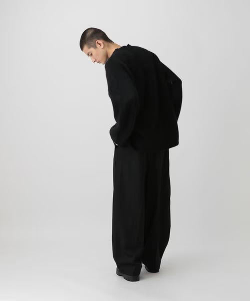 wool wide pleated pants