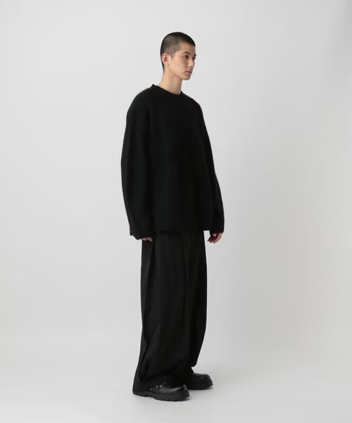 wool wide pleated pants