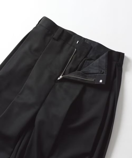 wool wide pleated pants