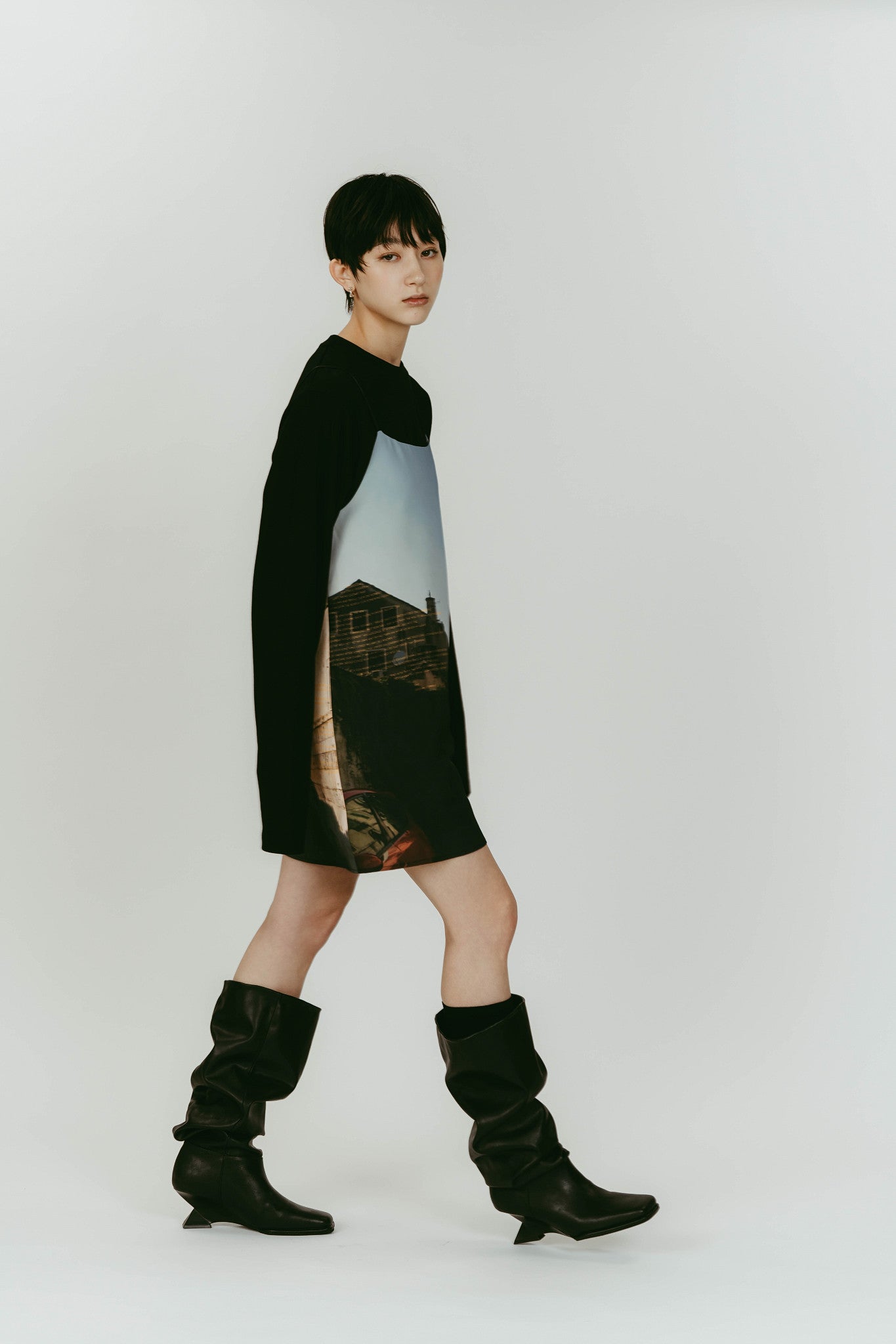 scenery print mini one piece