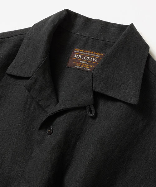 french linen washable / open collar shirt