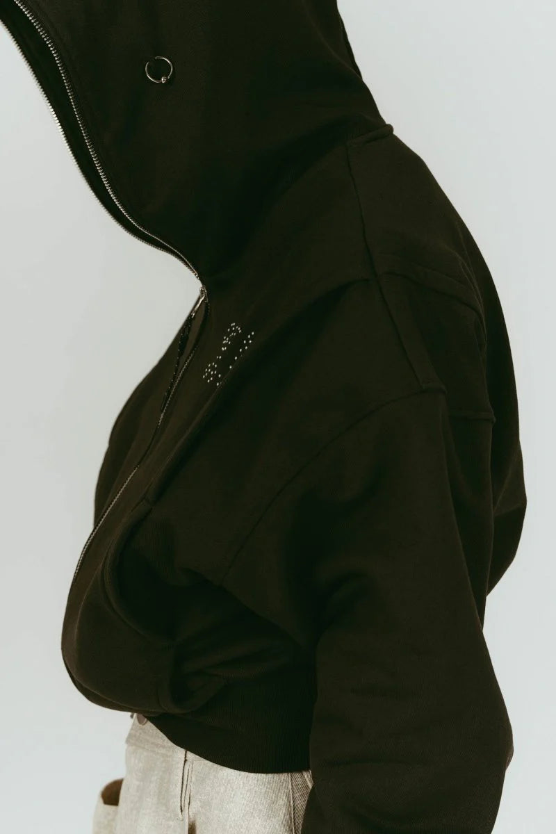 pierced hooded sweatshirt