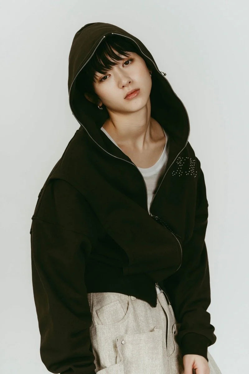 pierced hooded sweatshirt