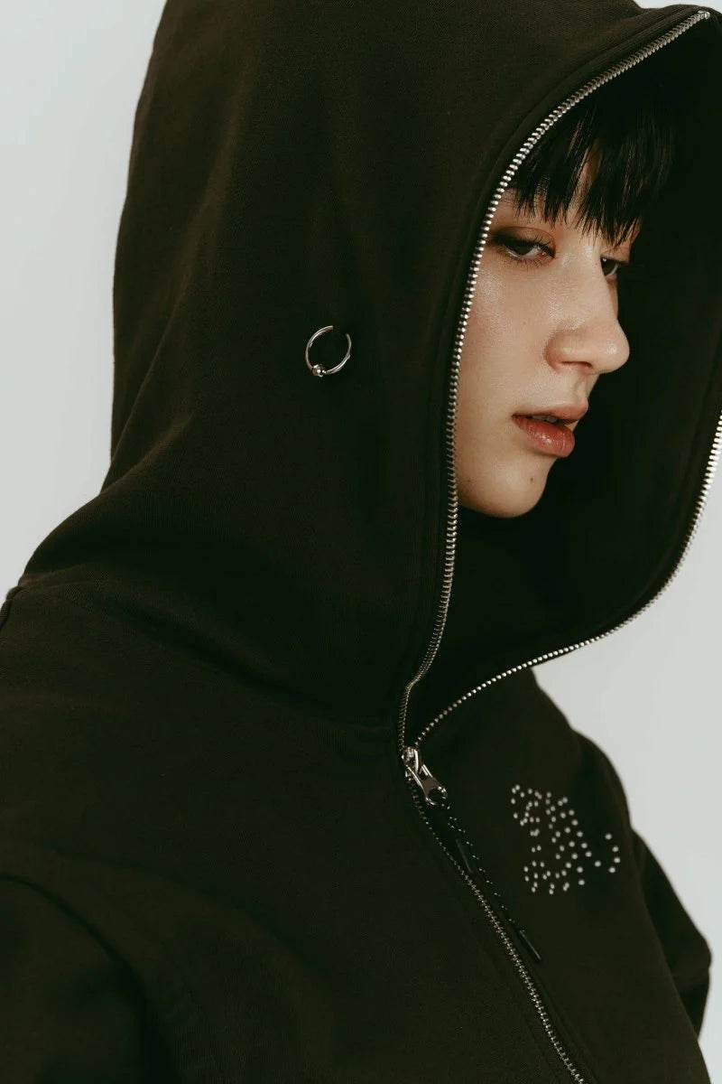 pierced hooded sweatshirt