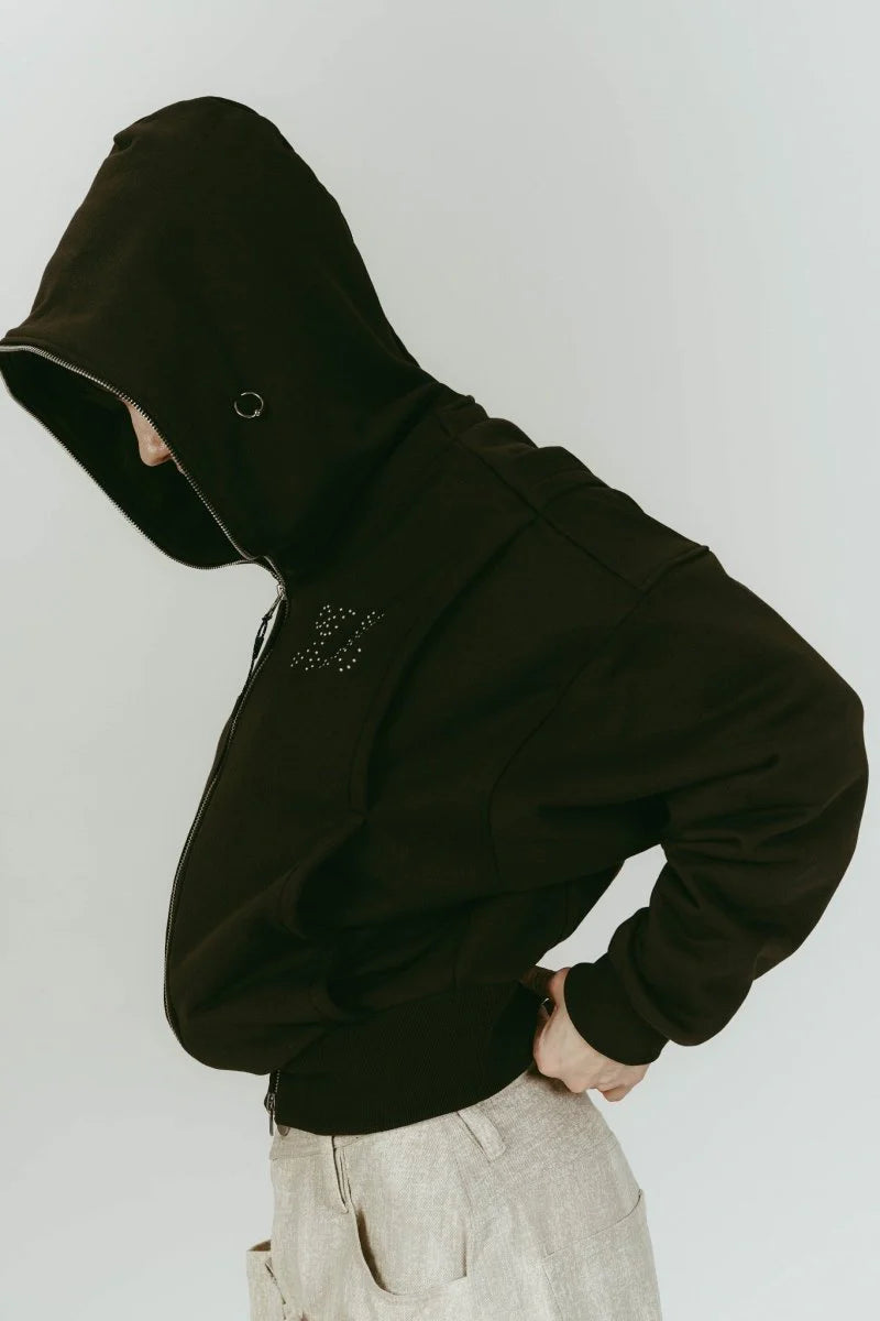 pierced hooded sweatshirt