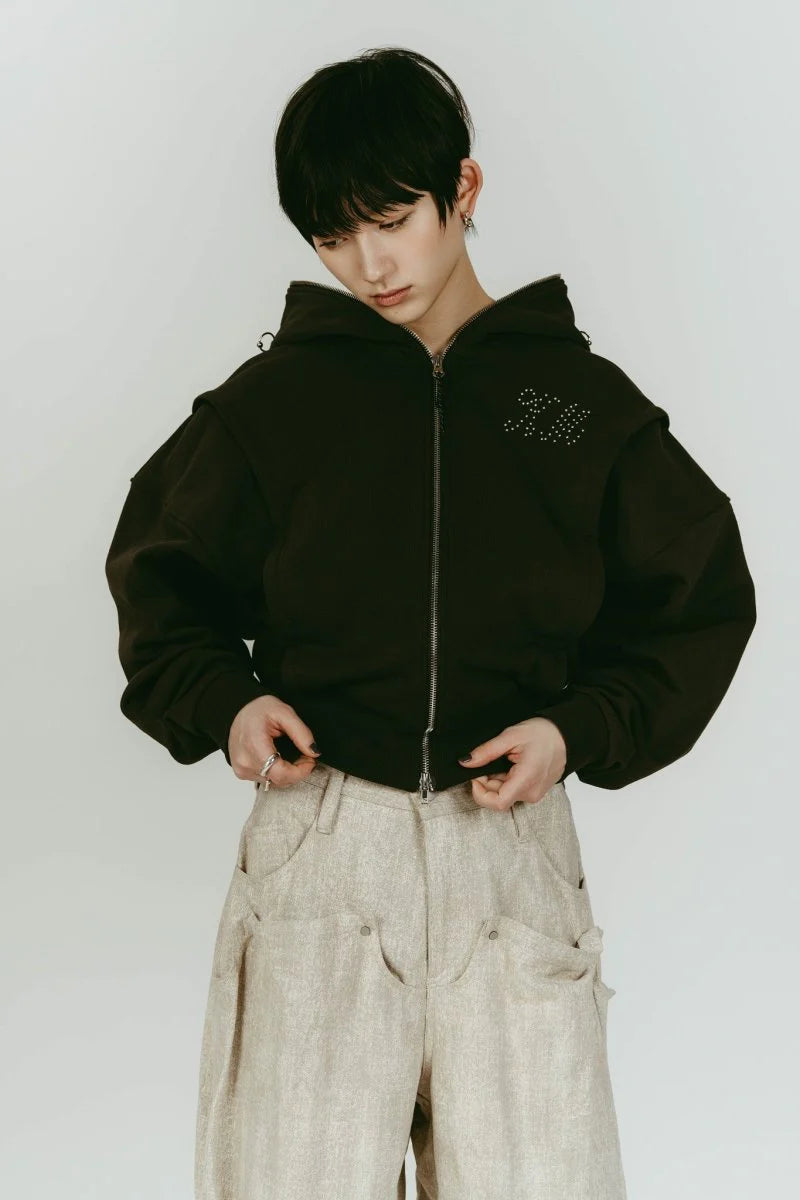 pierced hooded sweatshirt