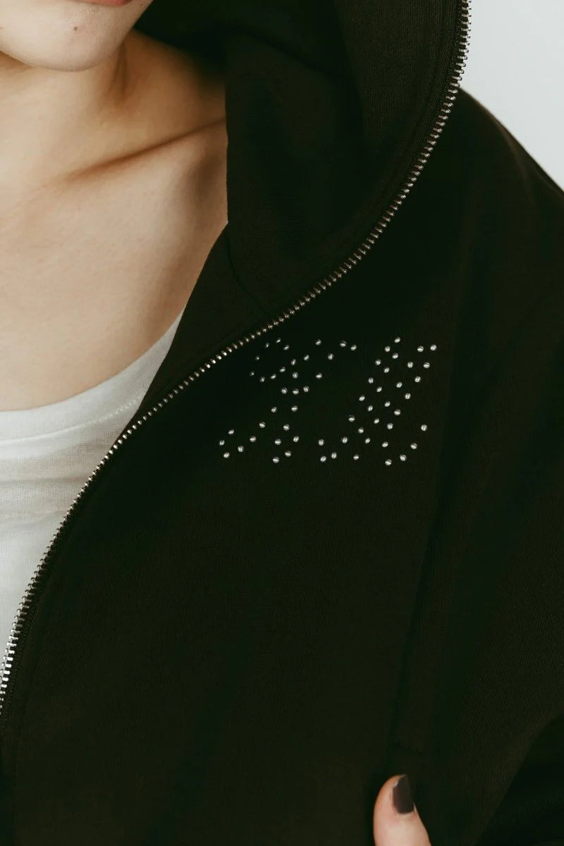 pierced hooded sweatshirt