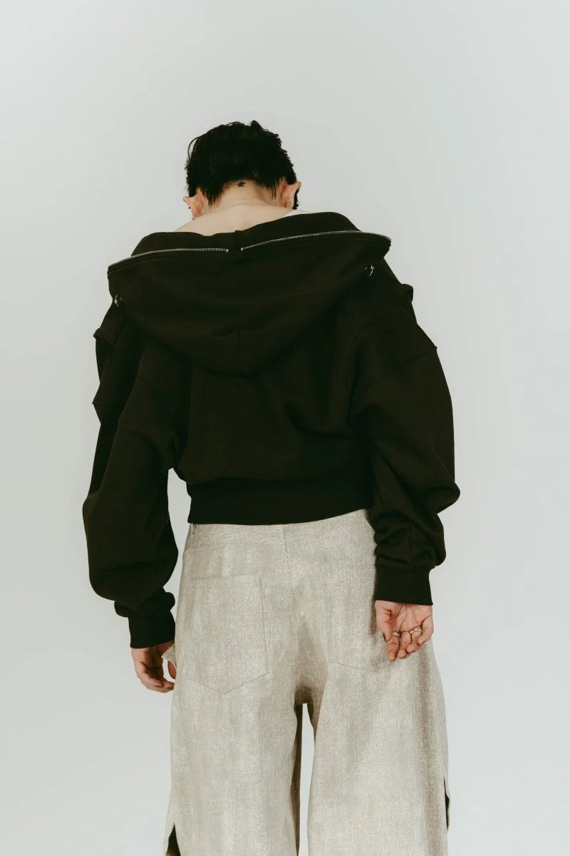 pierced hooded sweatshirt