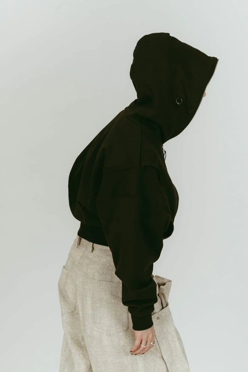 pierced hooded sweatshirt