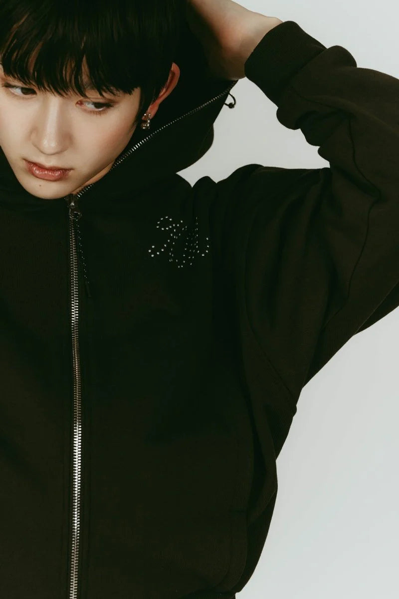 pierced hooded sweatshirt