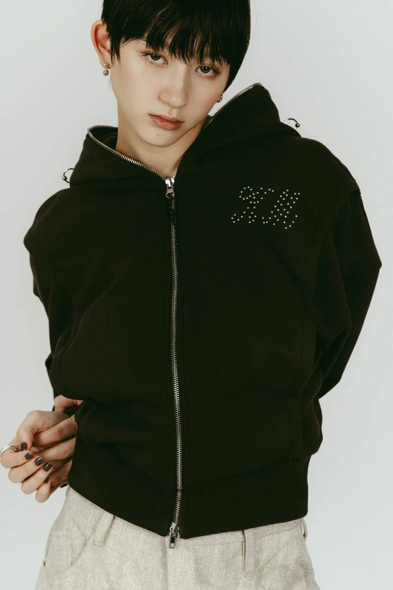 pierced hooded sweatshirt