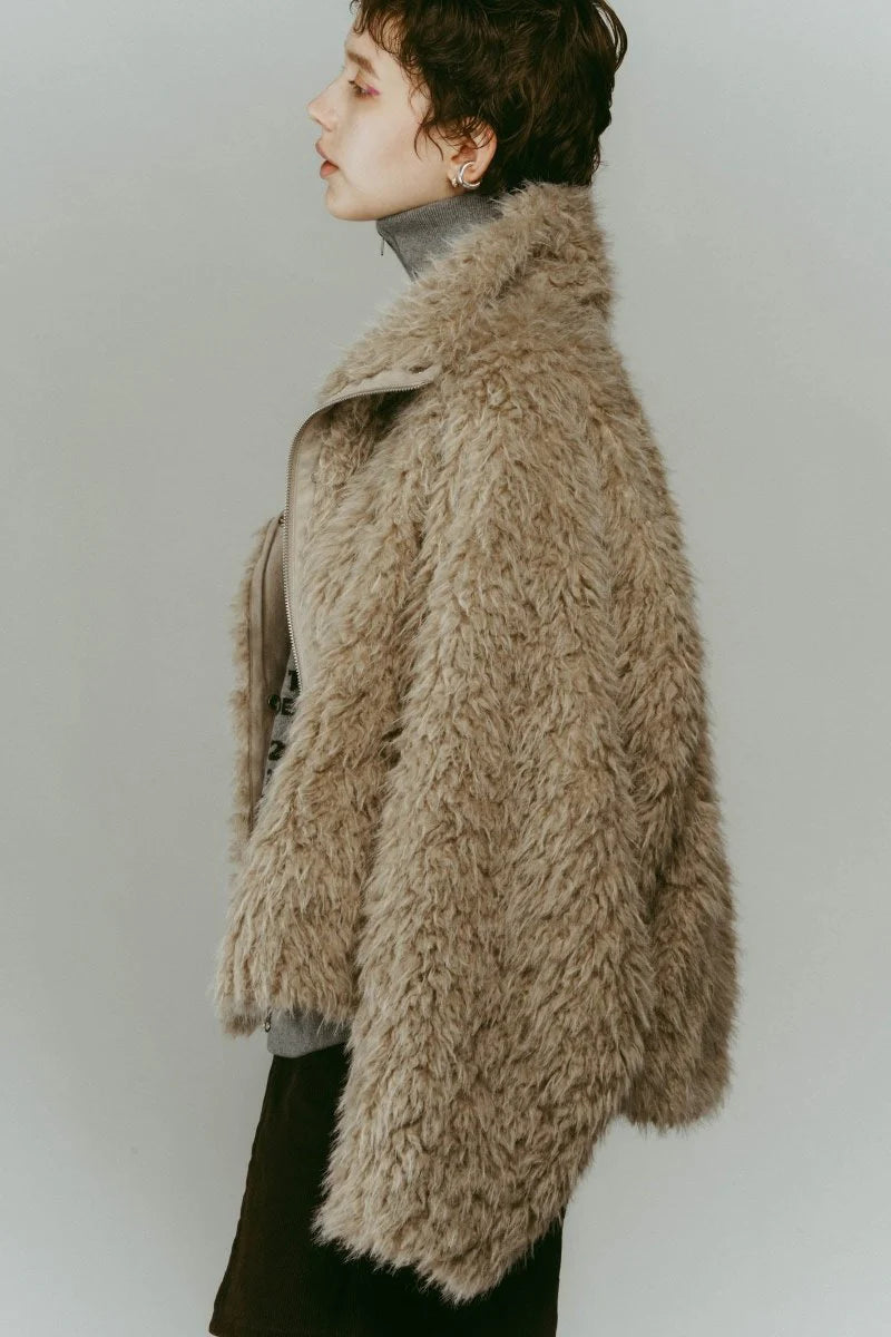 shaggy stand collar coat