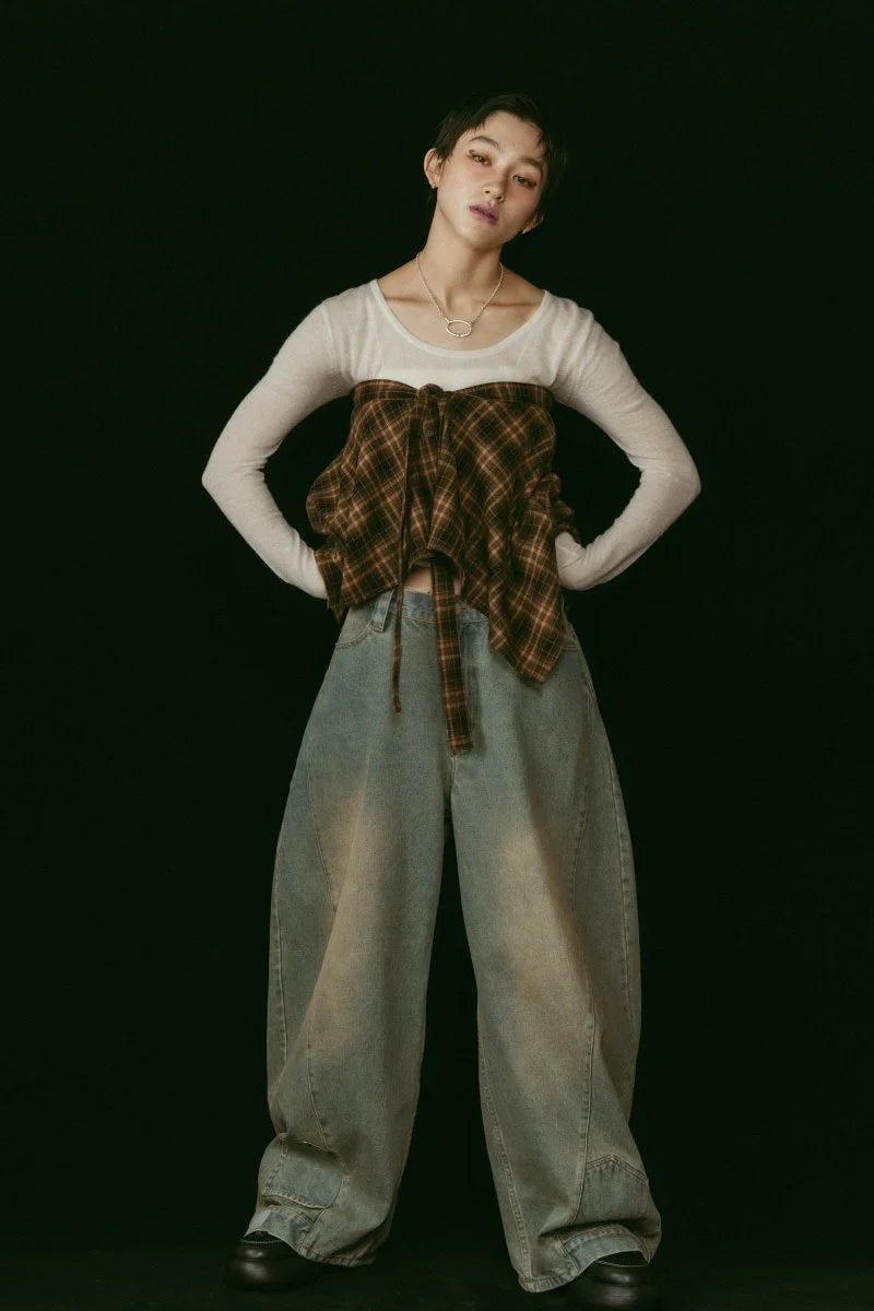 shirt wrap denim pants