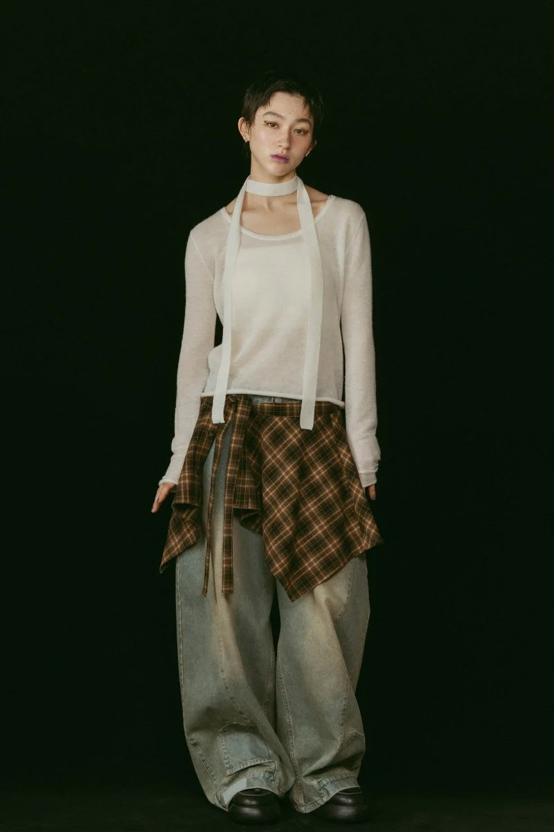 shirt wrap denim pants