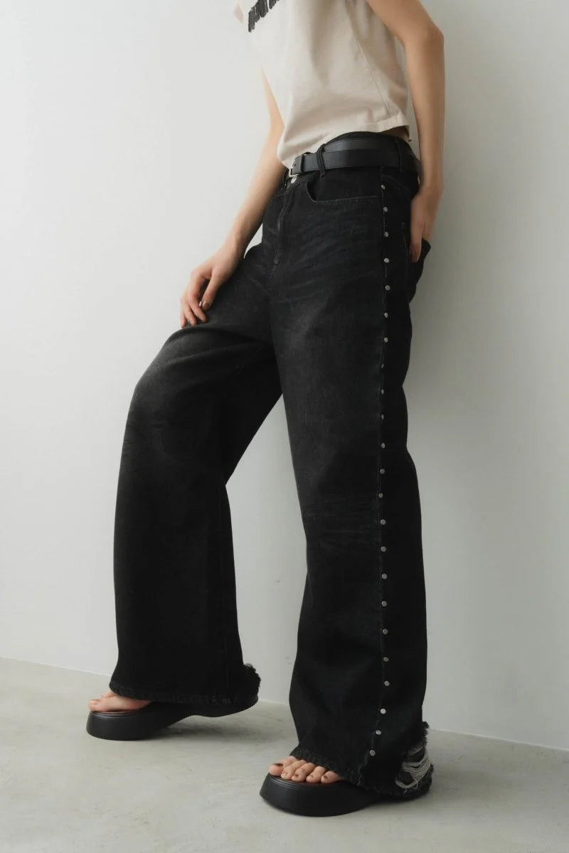 side line studs denim (unisex) black
