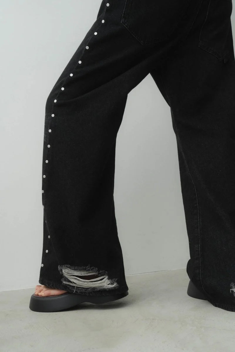 side line studs denim (unisex) black