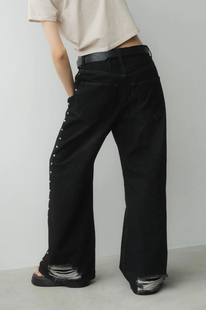 side line studs denim (unisex) black