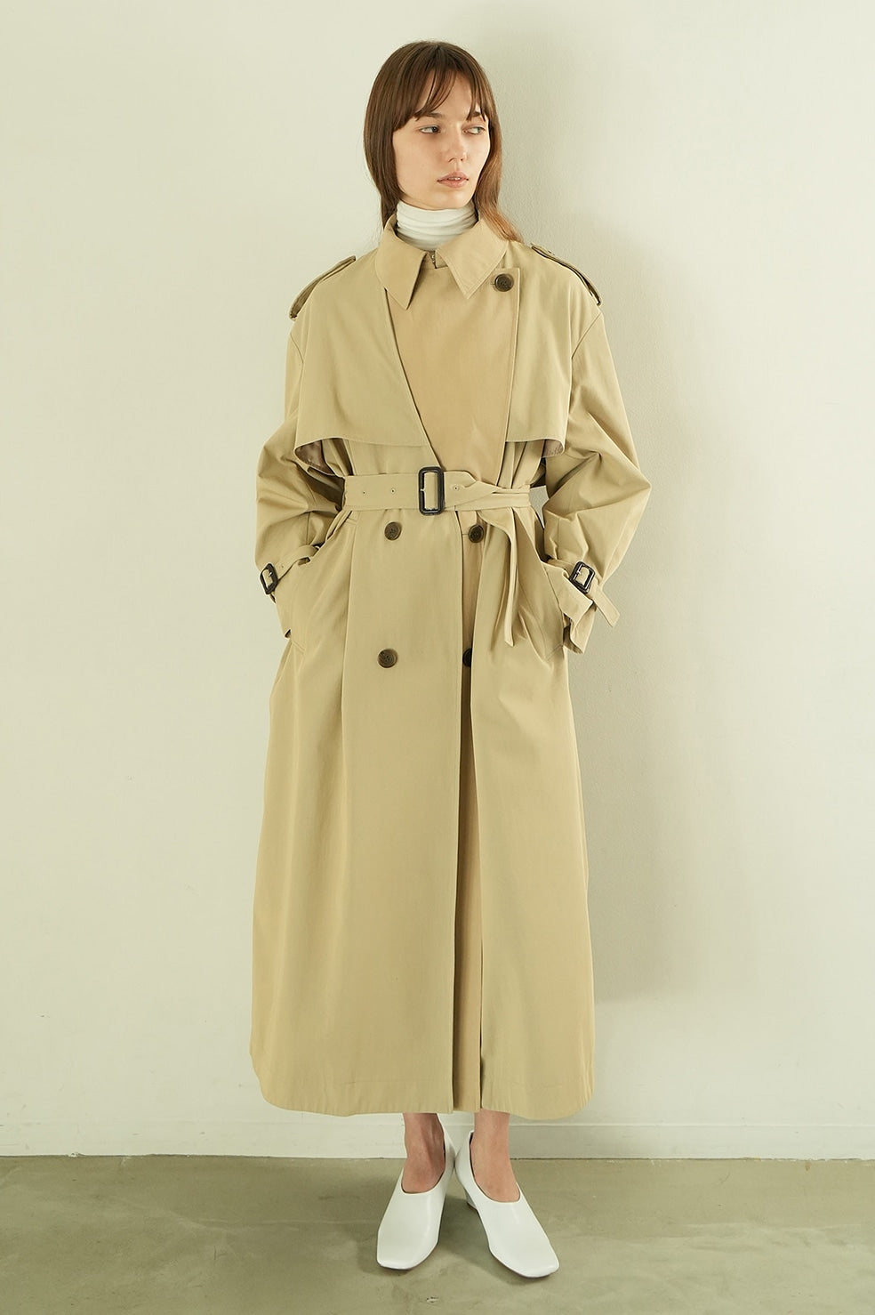 layer long trench coat