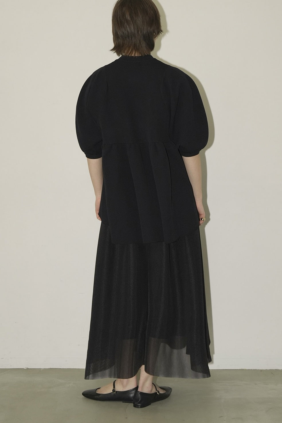 sheer russell volume flare skirt