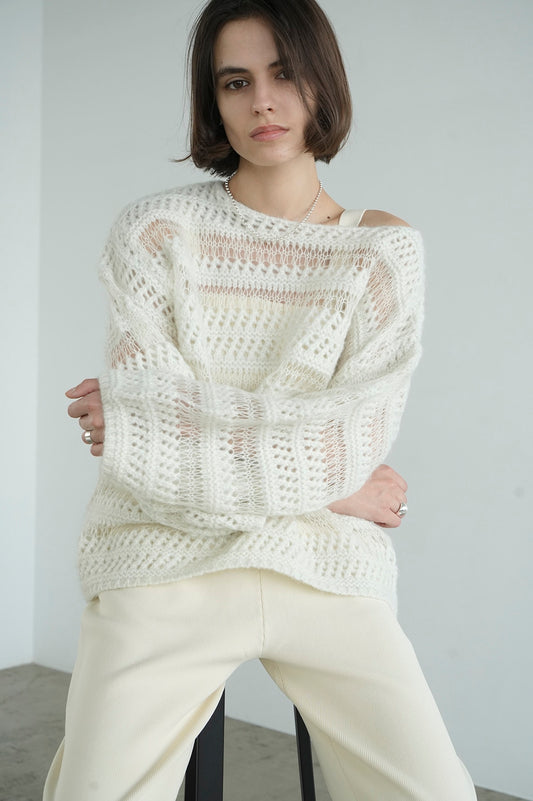 sheer border mohair knit