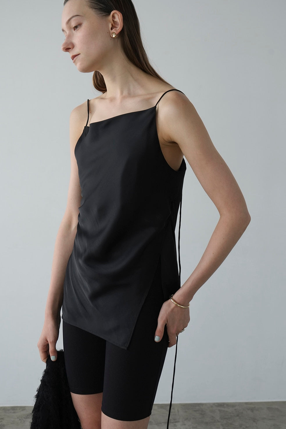 drape satin camisole tops