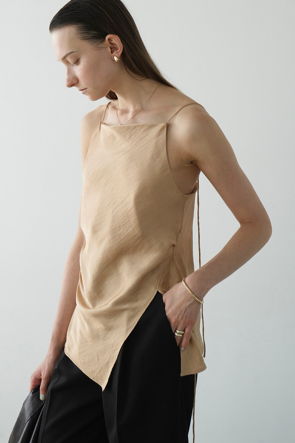 drape satin camisole tops