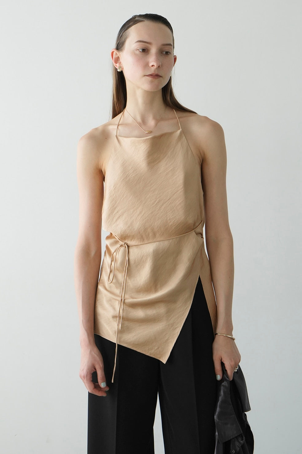 drape satin camisole tops